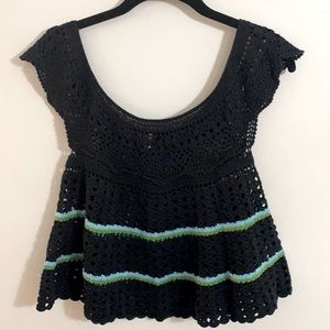 Black crocheted sweater